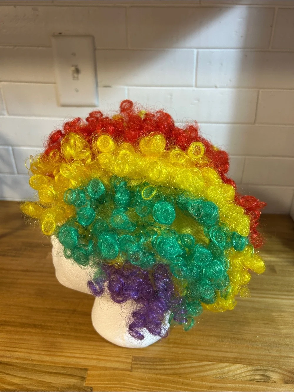 Multicolor Clown Curly Wig - Bright Rainbow Synthetic Hair Halloween